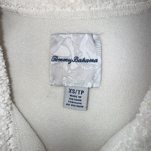 Tommy Bahama Sherpa Vest Womens Faux Suede Trim Coconut Cream size XS - Picture 13 of 14